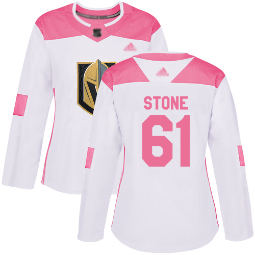 Adidas Golden Knights #61 Mark Stone White/Pink Authentic Fashion Women's Stitched NHL Jersey